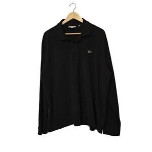 Lacoste Classic Fit Black Long Sleeve Polo Shirt Croc Logo US 3XL